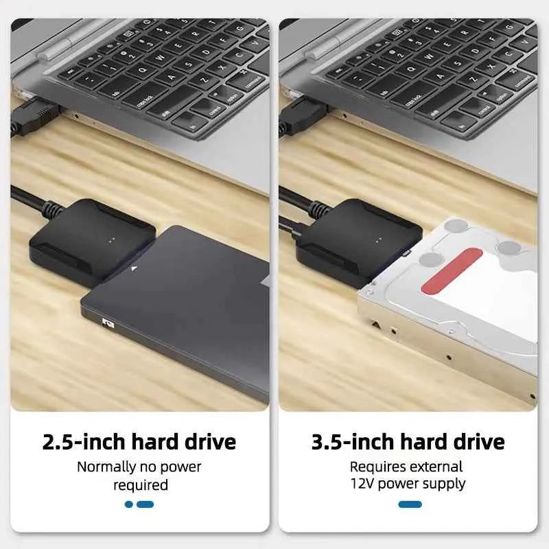 TEUCER SATA to USB 3.0 Cable USB to SATA Hard Drive Adapter Converter for 2.5" 3.5" SSD HDD Hard Drive Disk with Power Adapter
