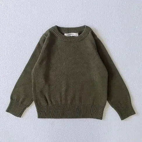2025 New Autumn 1-8Yrs Baby Boys Girls Pure Color Casual Loose Pullovers Sweaters Kids Sweaters Knitted Bottoming Boys Sweaters