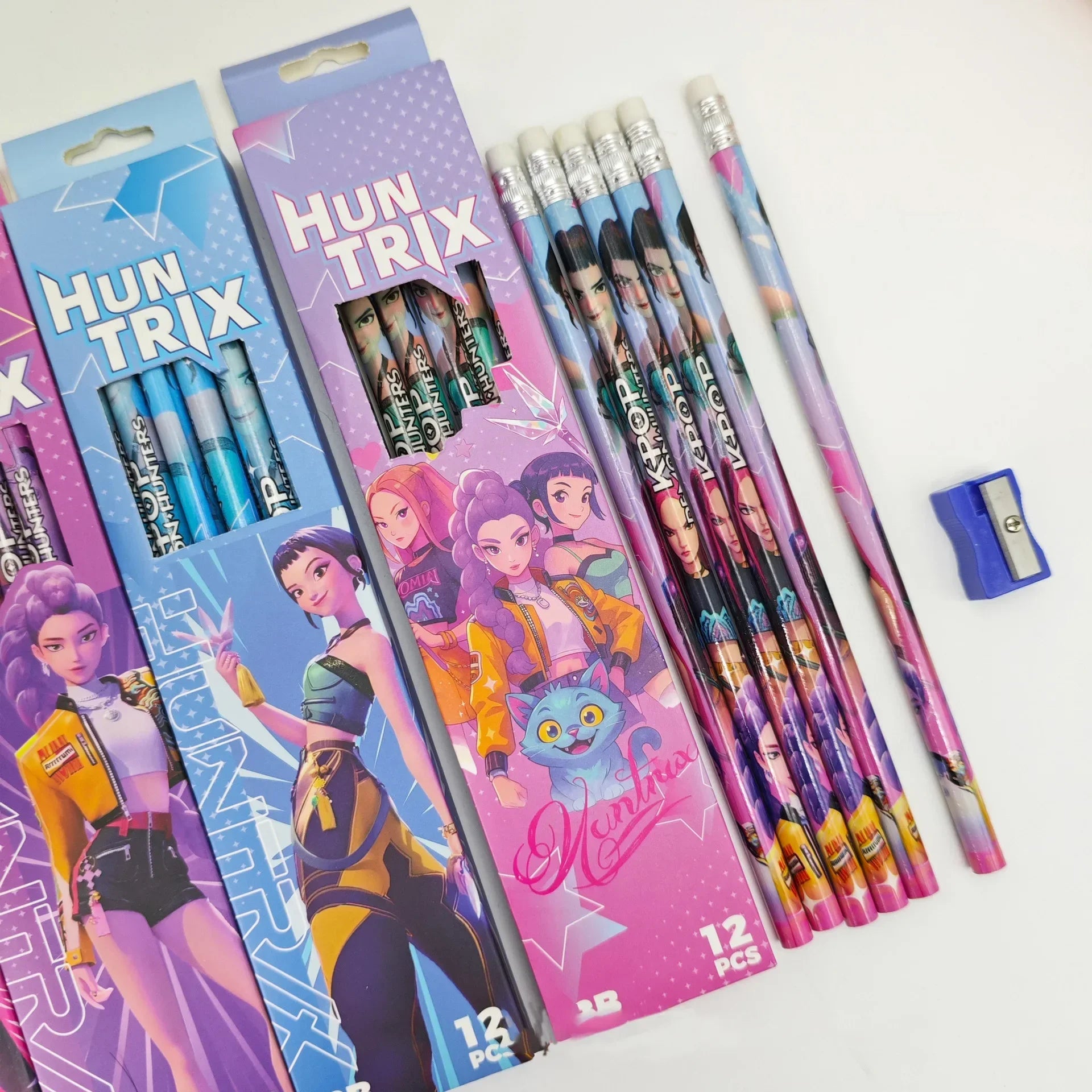 Cute KPOb Hunter Stationery Set, Pencils Ruler Pencil Sharpener Pen Bag Eraser for Kids Students, Back To School Supplies Gift