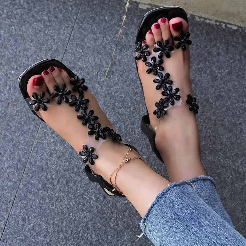 2024 Summer Rhinestone Butterfly Sandals, New Crystal and Fashion Transparent High Heels, Casual Street Women's Shoes