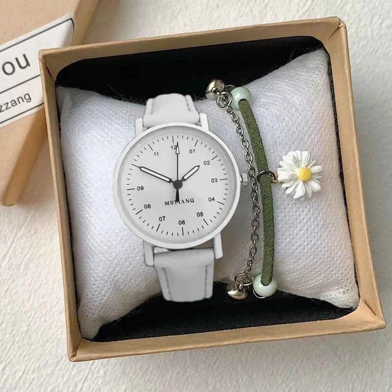 YIKAZE Women's Watch PU Leather Strap Women Quartz Watches Waterproof Round Dial Retro Bracelet Watch Ladies Girls Wristwatch