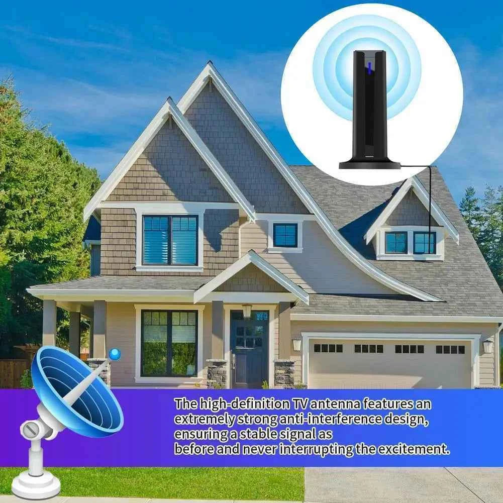 Digital TV Antenna For Smart TV Indoor TV Antenna Long Range Reception HDTV Antenna Supports 4K 1080p With Stick Base