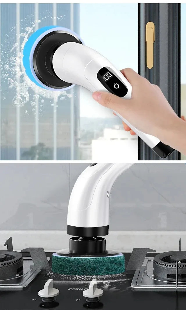Electric Cleaning Brush Electric Spin Scrubber 7 in 1 Cleaning Tool For Kitchen/Bathroom/Living Room Household Hair Brushes
