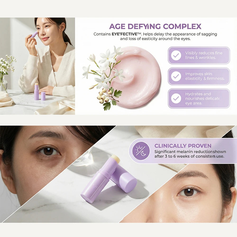 KAHI Eye Balm Stick Acetyl Hexapeptide 8 Dark Circles Wrinkle Reduction Puffiness Care Metal Head Massage Korean Skincare