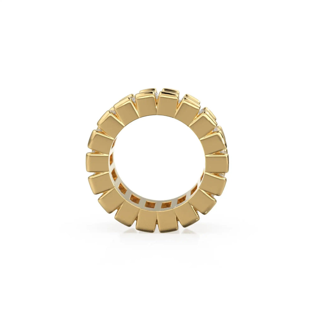 14k Real Baguette Diamond Gold Beads / Handmade Diamond Rondelle Bead / Diamond European Beads / Solid Gold Diamond Enhancer