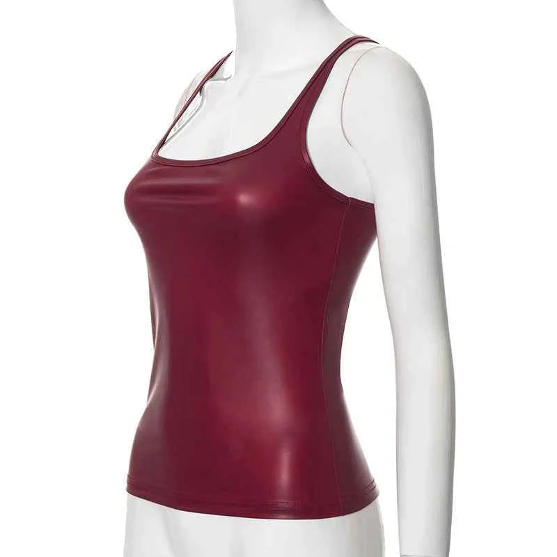 Women's Solid Square Collar Tank Top Sleeveless Y2K Korean Fashion Edgy Summer Ropa De Mujer Camison Verano