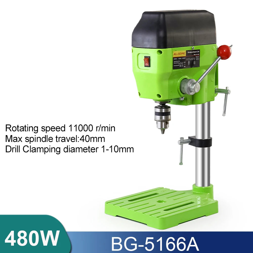 ALLSOME Mini Bench Drill Bench Drilling Machine Variable Speed Drilling Chuck 1-16mm For DIY Wood Metal Electric Tools