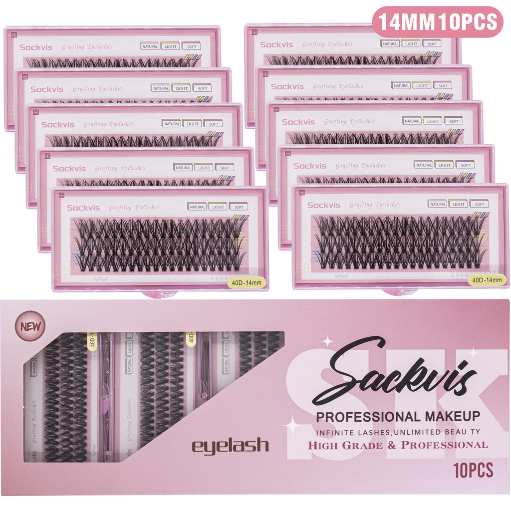 10 Boxes 40D 9-14mm C Curl Wholesale Individual Lashes Makeup False Eyelashes Extension Faux Mink Wispy Eyelash Tool Diy