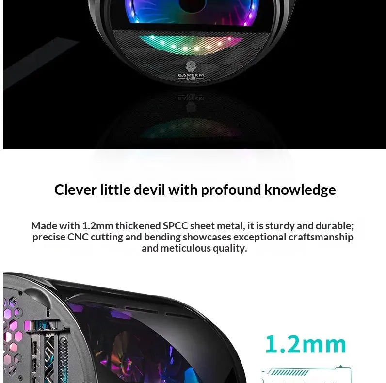 WJCOOLMAN Yuanqidan Mini Computer Case - Circular Side-Exposed Desktop Computer Case Compatible with 240 Water Cooling
