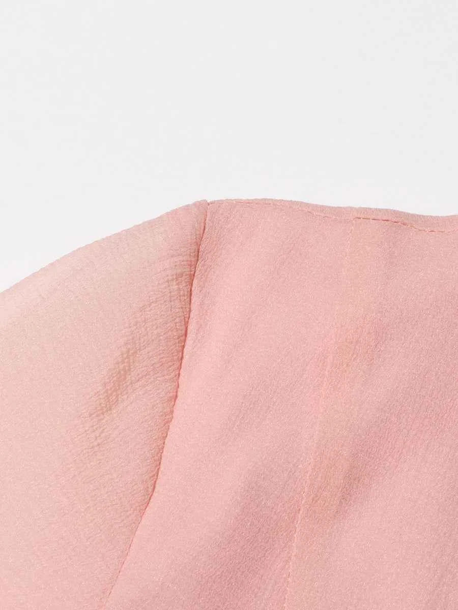 TWOTWINSTYLE Solid Spliced Button Slimming Dresses For Women O Neck Long Sleeve High Waist Patchwork Ruffles Female Fashion New