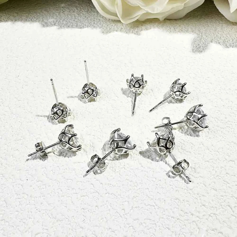 JoyceJelly 1/2/4CT VVS D Color Moissanite Russian Cut 8H8A Lab Diamond Stud Earrings For Women S925 Sterling Silver Fine Jewelry