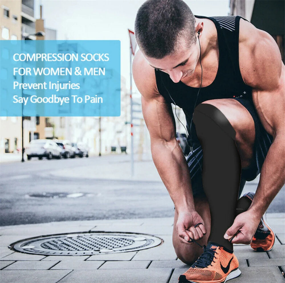 1/5 Pairs Copper Compression Socks High Unisex Graduated Pressure Stockings Anti Fatigue Pain Relief Sports Travel Socks