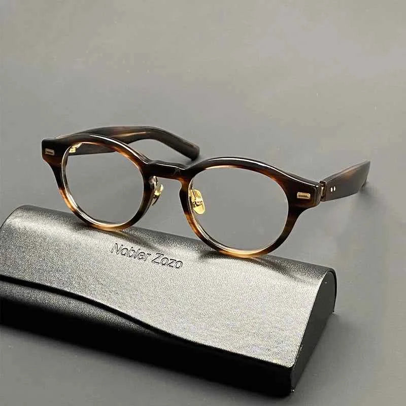 Vintage round glasses frame for men spring legs thickened with acetate optical glasses frame to make prescription glasses for my