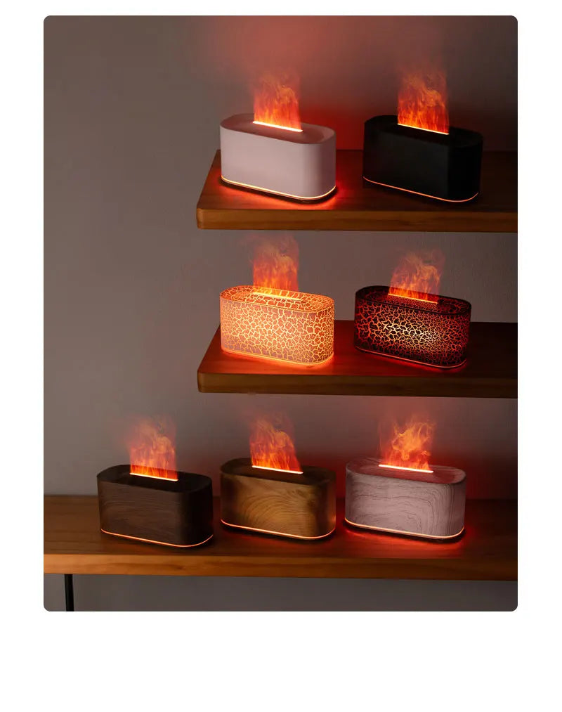Aromatherapy Diffuser with Flame Effect, Essential Oil Diffuser and Cool Mist Humidifier, Silent Humidifier for Home and Bedroom