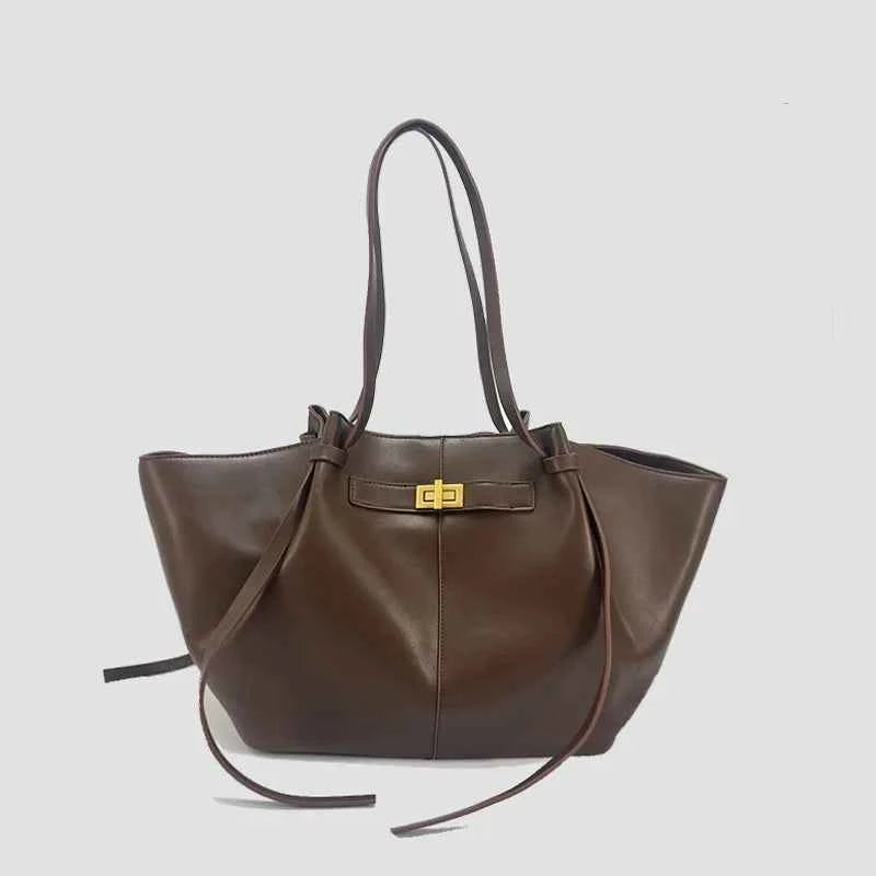 Fashion Large Capacity Trapeze Bag Designer Chic Lock Women Shoulder Bags Luxury Pu Leather Handbags Trend Underarm Bag 2025