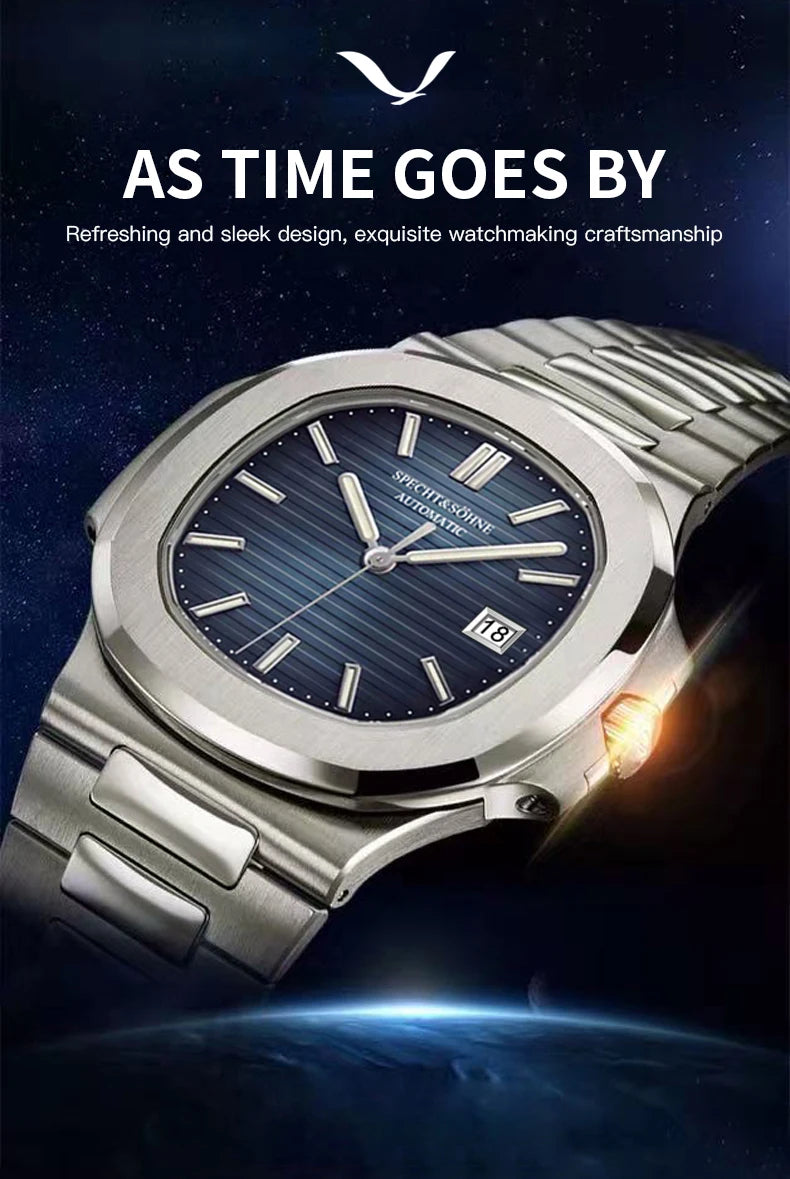 2025 New Specht Sohne Men's Automatic Mechanical Watches  Sapphire Crystal Stainless Steel 50m Waterproof 5711 Watch For Men