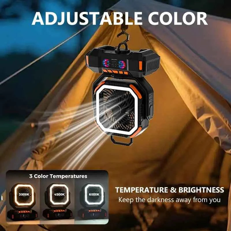 40000mAh Camping Fan Rechargeable Desktop Portable Air Circulator Wireless Ceiling Electric Fan with Power Bank LED Lighting