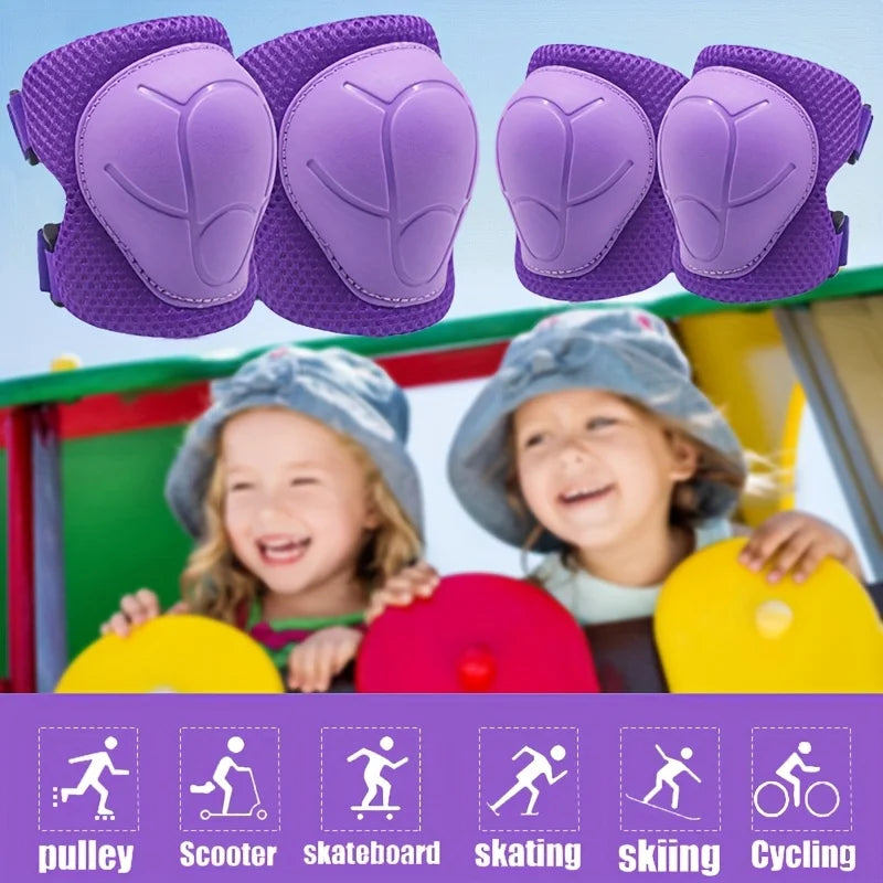 6Pcs Knee Pads for Kids， Knee Pads and Elbow Pads Set Toddler 3-10 Years Protective Gear Set for Girls Boys