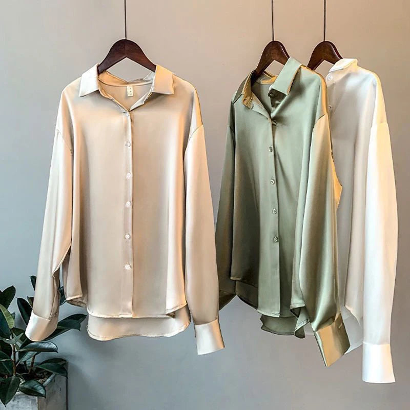 2025Spring Shirt And Blouses New Sweater Cardigans Woman Top Knitted Korean Long Sleeve Lapel Button Elegance Sweet Casual Coats