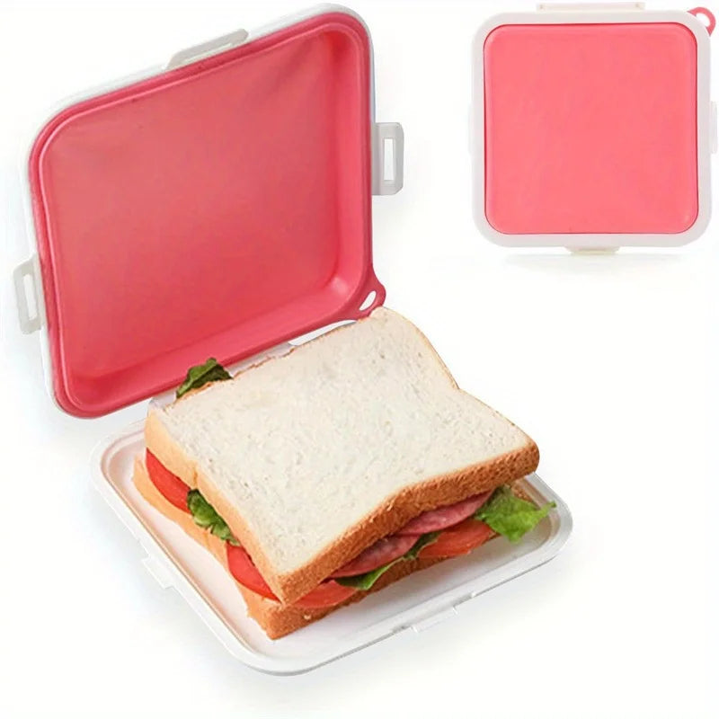 Sandwich Containers Silicone Sandwich Storage Box for Lunch, Travel - Snap-Off for Fruit, Salad, Snacks and Food Storage