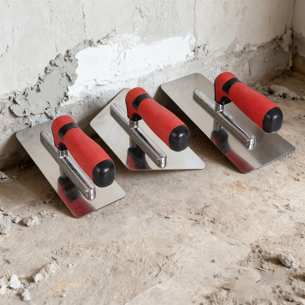 Concrete Tools Set Stainless Steel Flat Finishing Trowel 3 PC Cement Drywall Plastering Tile Masonry Construction Hand Kit