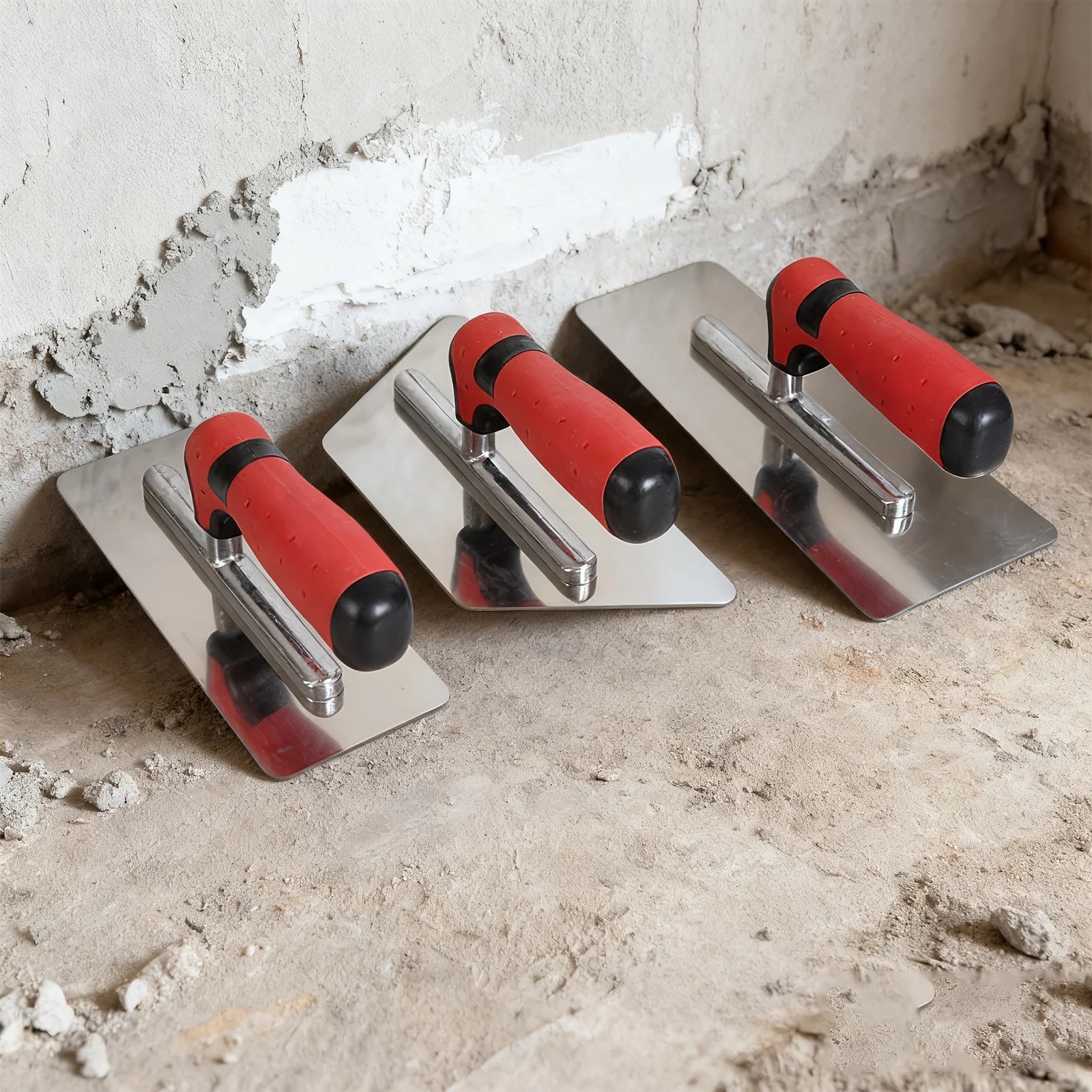 Concrete Tools Set Stainless Steel Flat Finishing Trowel 3 PC Cement Drywall Plastering Tile Masonry Construction Hand Kit