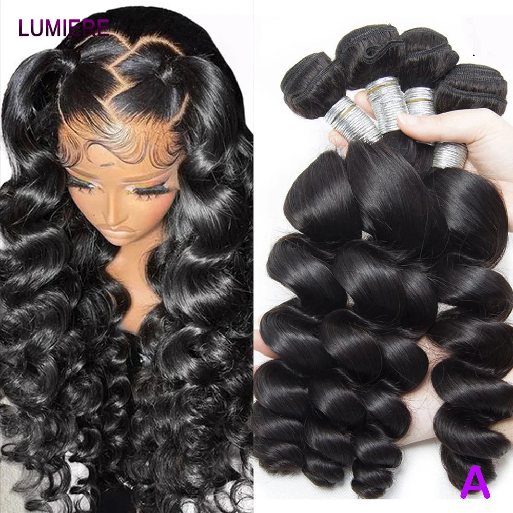 Loose Deep Wave Bundle With Closure Frontal HD Transparent Lace And Closure Virgin Raw Curly Human Hair Bundle Deal Hair Extensi