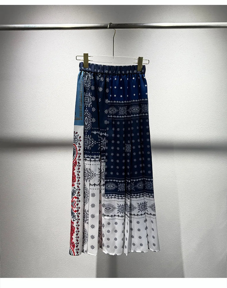 2025 Early Autumn New Design Limited Edition Color-Plaid Retro Print A-line Long Dress Loose Half-Length Skirt Women
