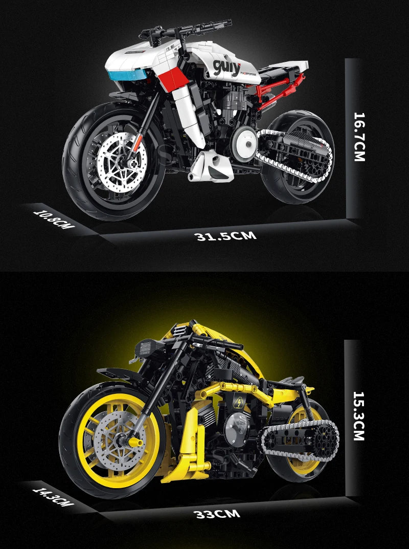 City Super Racing Motorcycle Assembled MOC Building Blocks Motorbike Model Kit Technical Toys Gifts for Boys Adult Kids 500+pcs