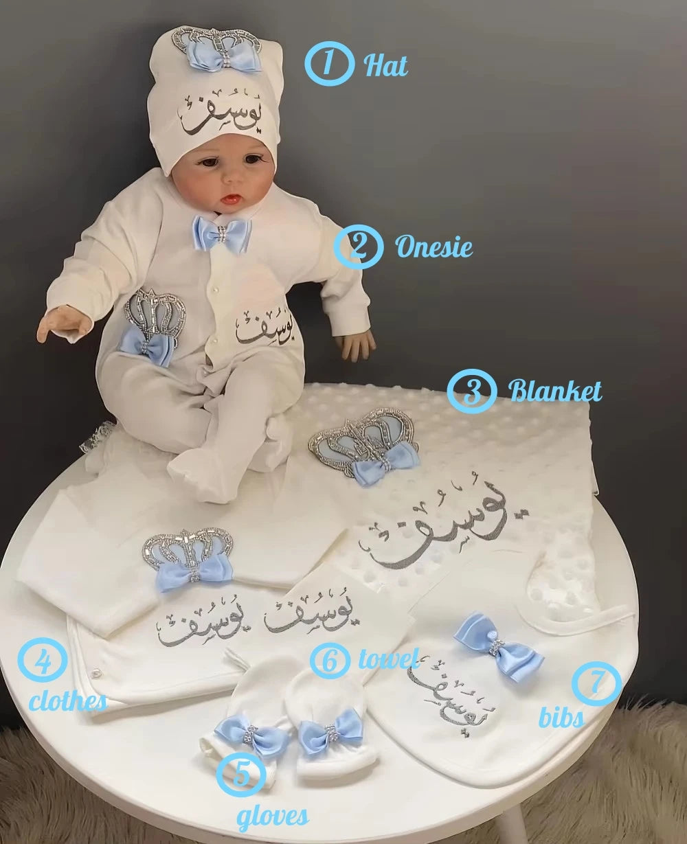 5pcs Newborn Baby Nursery Kids Outfit Clothing Cotton Infant Care Wrapped Baby Products Pants Mittens Receiving Blanket
