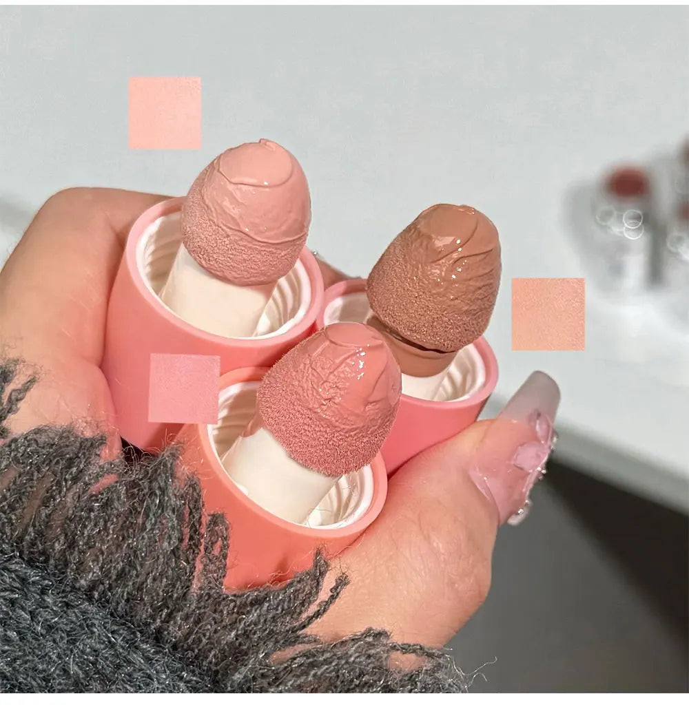 QIBEST New Velvet Matte Liquid Blusher Sponge Head Rendering Moisturizing Long-lasting Beauty Natural Cheek Face Blush Makeup