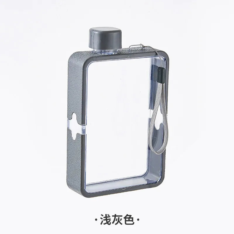 Plastic Flat Bottle for Water Portable Fit in Handbag Free BPA Easy Carry Transparent Bottle DIY Flask Easy to Carry Free Ship