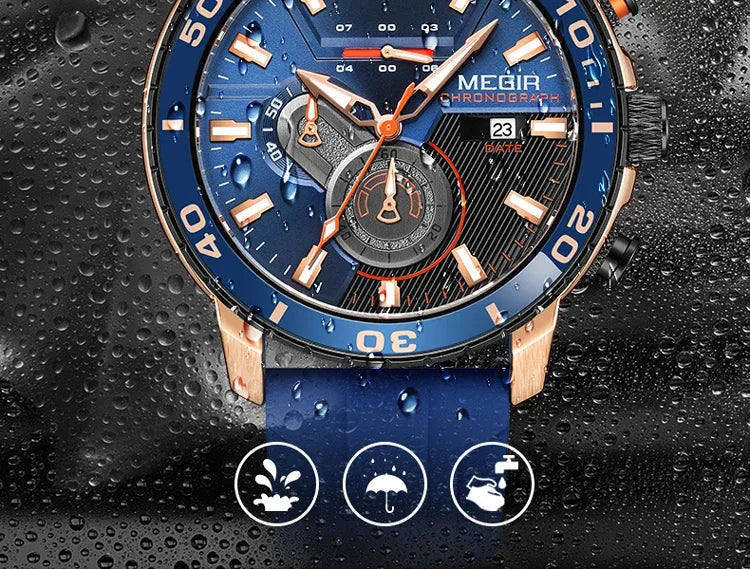 MEGIR Men Wristwatch Fashion Casual Quartz Date Watches Luxury Male Clock Chronograph Multifunctional 30M Waterproof Sport
