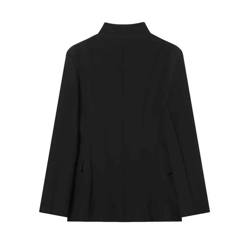 ETJ 2025 women's new fashion design three-dimensional cut high collar slim suit jacket & matching casual trousers