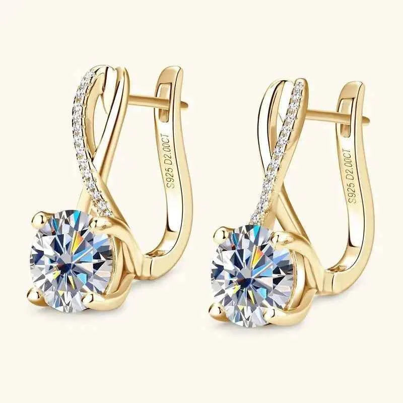 Taoyu D2.0CT Moissanite Drop Hie Earrings Real Silver Women Gold Plated Hoops Infinite Earring Certified Wedding Jewelry