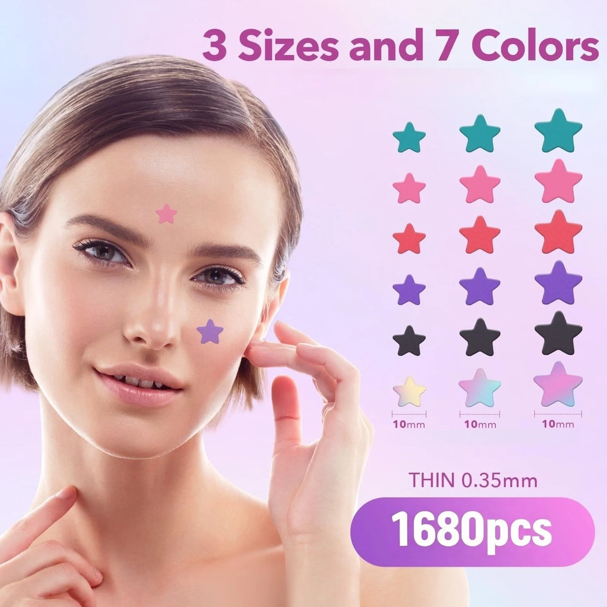 Star-Shaped Pimple Patches Set – Gentle Multi-Color Acne Cover