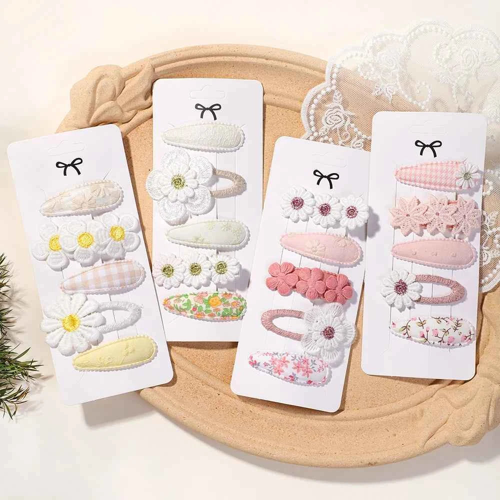 5Pcs/Set Kids Hair Accessories BB Clips Sweet Printe Hairbangs Hairclip Baby Girls Barrette Ins Style Daisy Hairpin Ornament