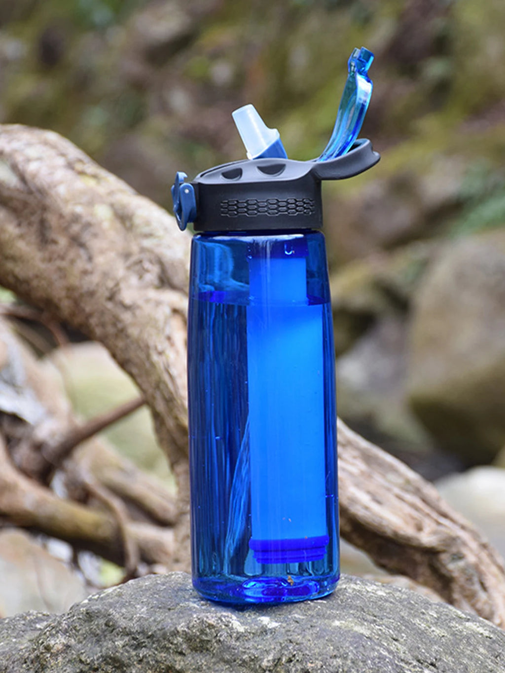 1pcs Water Filter Water Bottle, Lockable Cap, Free Water Purifying Bottle for Travel, Hiking, Camping Water Purification Straw,
