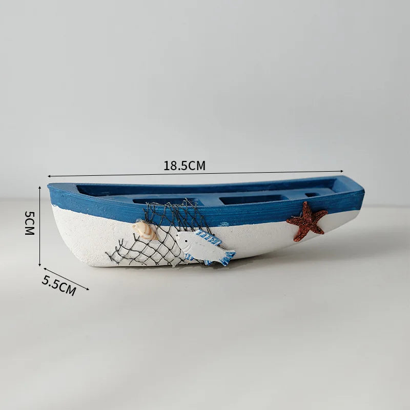 Mediterranean Wooden Boat Ornament Crafts Children's Room Office Home Decoration Wooden Sea Theme Home Decor