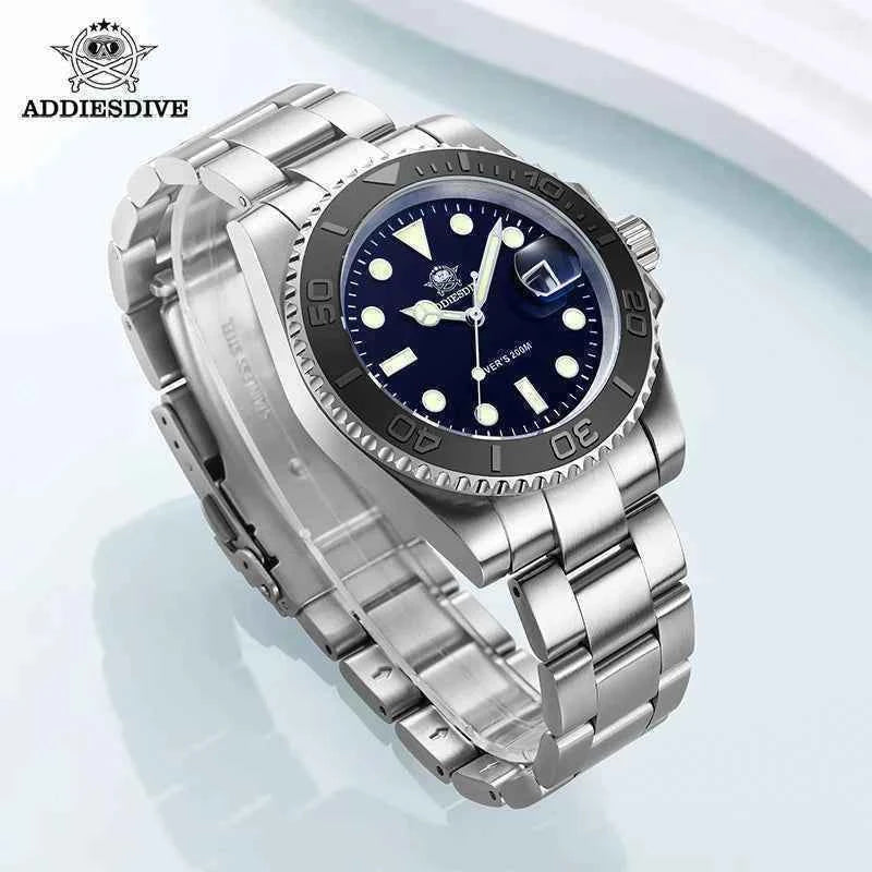 ADDIESDIVE New Luxury Men's Watch Stainless Steel BGW9 Super Luminous Quartz Men's Watch Diver 200m Men Analog Watches MY-H3C