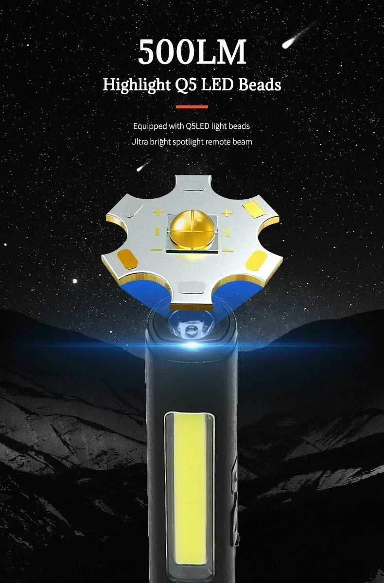 Mini USB Rechargeable LED Flashlights Portable Pocket Pen Clip light for Work Emergency Outdoors Waterproof Lantern with Magnet