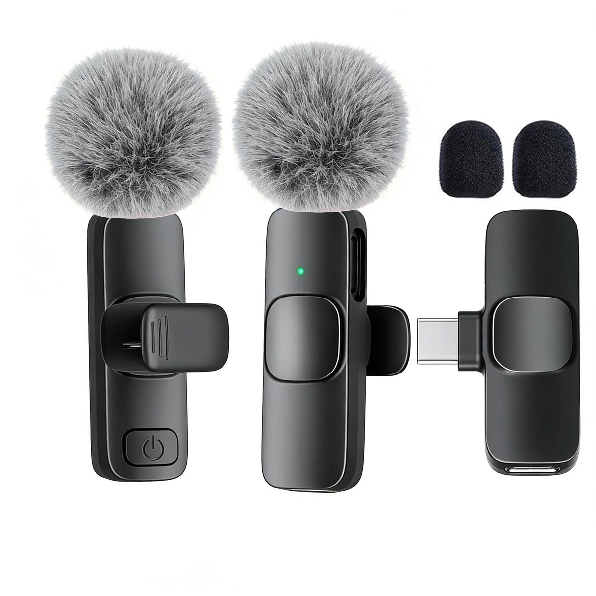 Black-Type-c-1to2 Color Type-C Wireless Lavalier Microphone – Plug & Play Noise Canceling