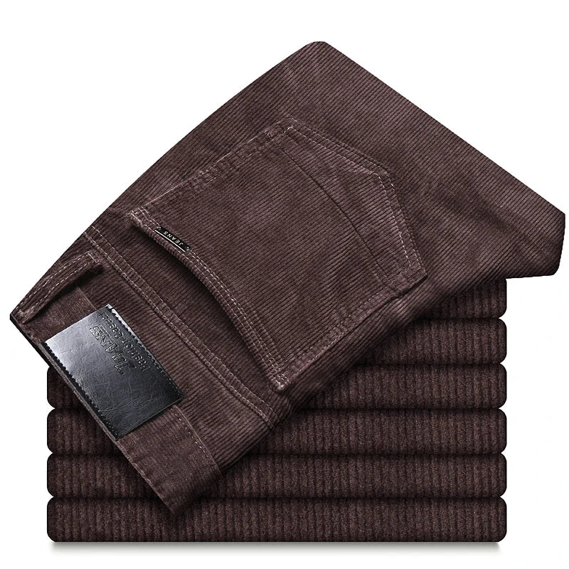 6 Color Men's Thick Corduroy Casual Pants 2023 Winter New Style Business Fashion Stretch Regular Fit Trousers Male Brand Clothes
