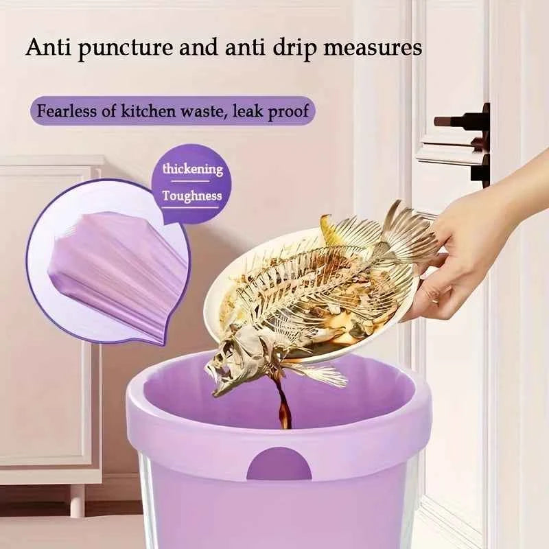 Purple Drawstring Trash Bags 100-Pack Thick Leak-Proof Disposable Garbage Bags for Kitchen Bathroom Home Trash Cans