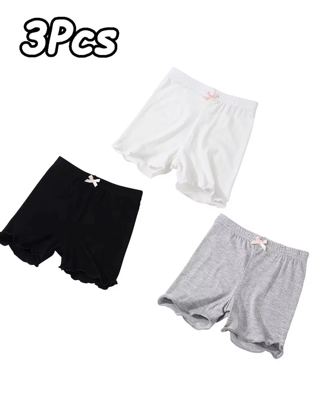 3 Pcs/Pack Summer Girls Shorts Kids Safety Pants Adorable Underwear Clothes Children's Cute Bow Short Underpants for Young Girls