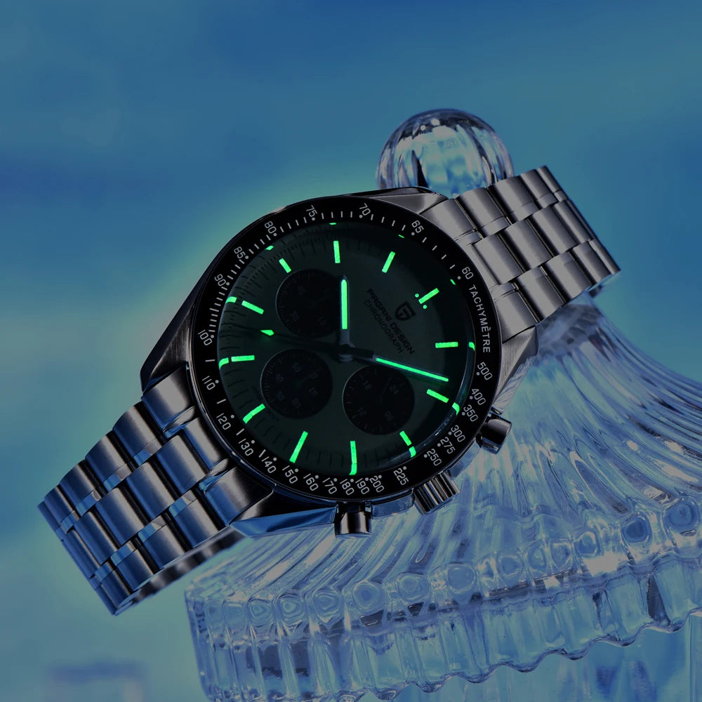 Men's Vintage Quartz Chronograph Watch Sapphire Crystal