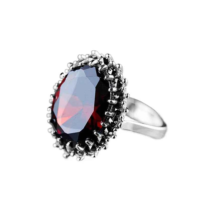 BOCAI S925 pure silver ornaments Thailand Thai silver technology claw with ms garnet ring Woman's silver ring