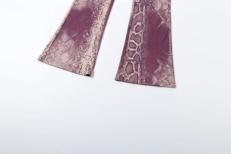 Weird Puss Letter Snake Print Tracksuit 2-Piece Set Women Patchwork Zip Jacket+Pants Matching Casual Stretch Streetwear Outfits