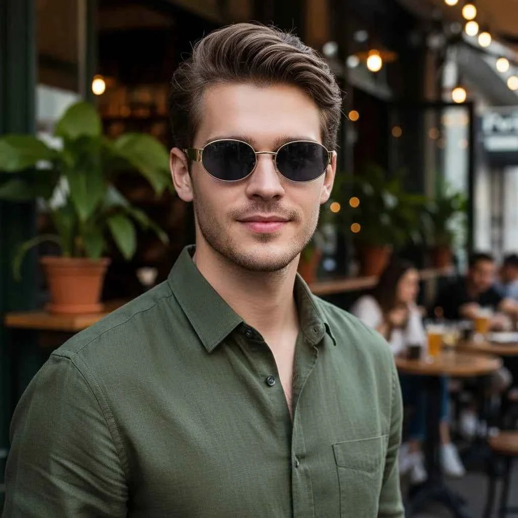 Small Metal Frame Oval Sunglasses For Women  Brand Designer Fashion Luxury Shades UV400 Eyewear Men Vintage Sunglasses 2180
