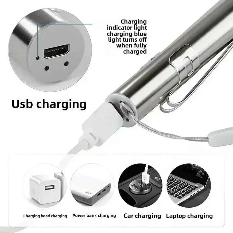 Mini Portable Medical Handheld LED Pen Light Flashlight USB Rechargeable Dental Nurse Flashlight, Rechargeable